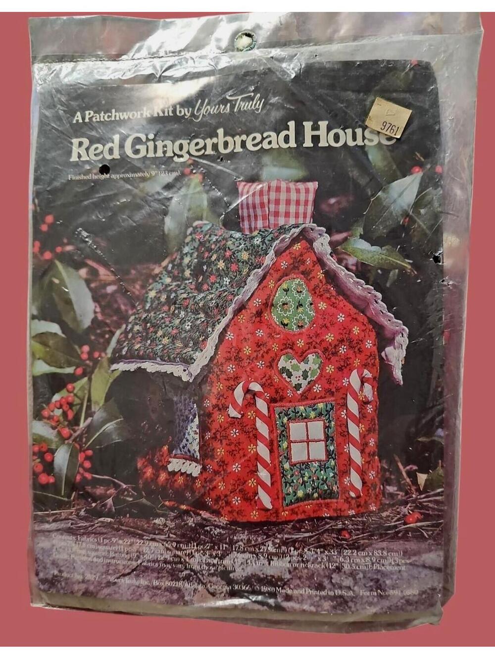 Yours Truly Red Gingerbread House Patchwork Kit - NOS 1980 - Made in USA